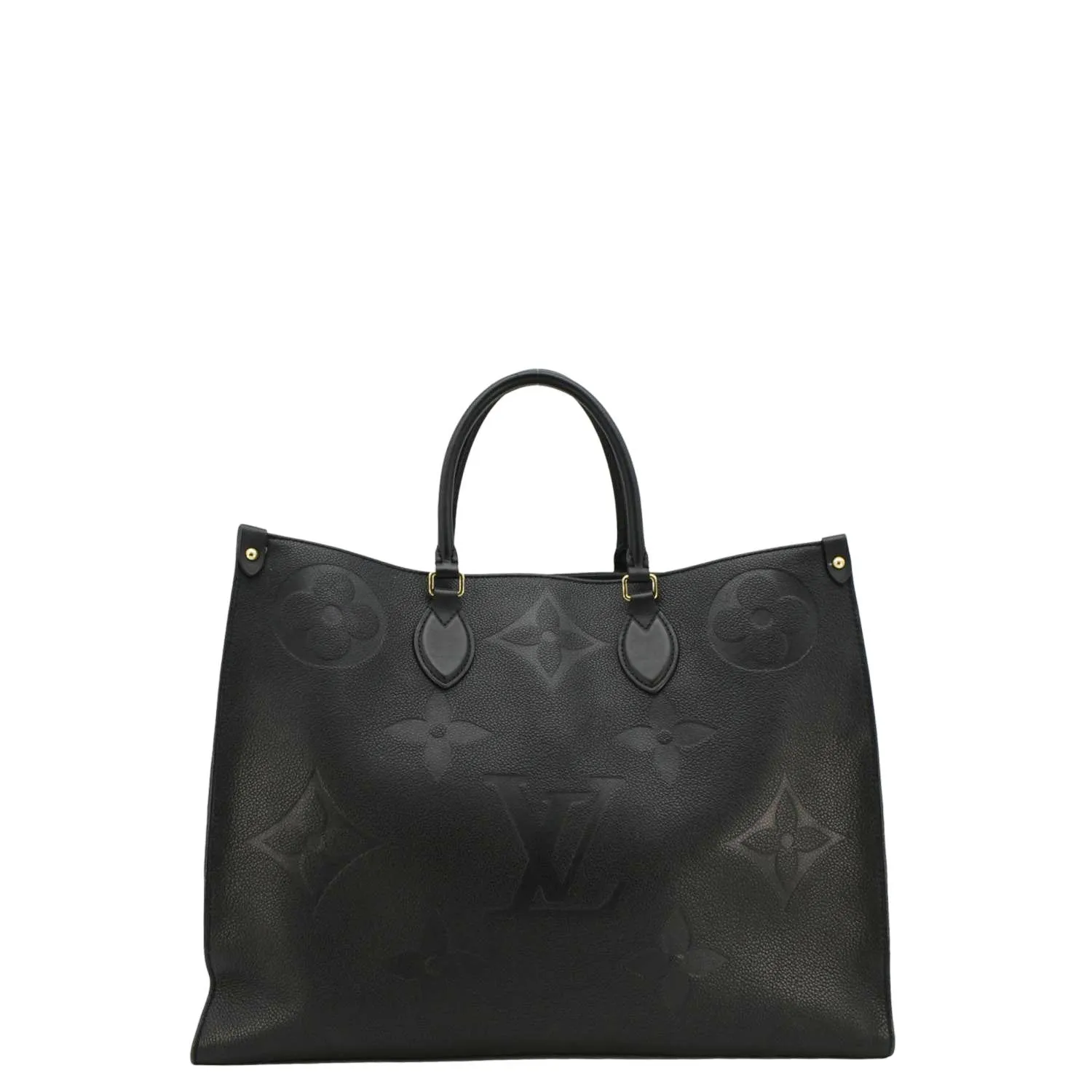 LOUIS VUITTON Onthego GM Monogram Empreinte Leather Tote Bag Black
