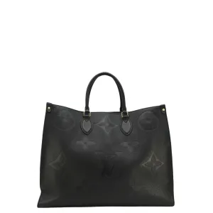 LOUIS VUITTON Onthego GM Monogram Empreinte Leather Tote Bag Black