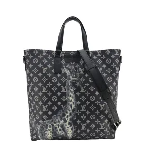 LOUIS VUITTON Savane Monogram Chapman Canvas Atlas Tote Bag Navy Blue