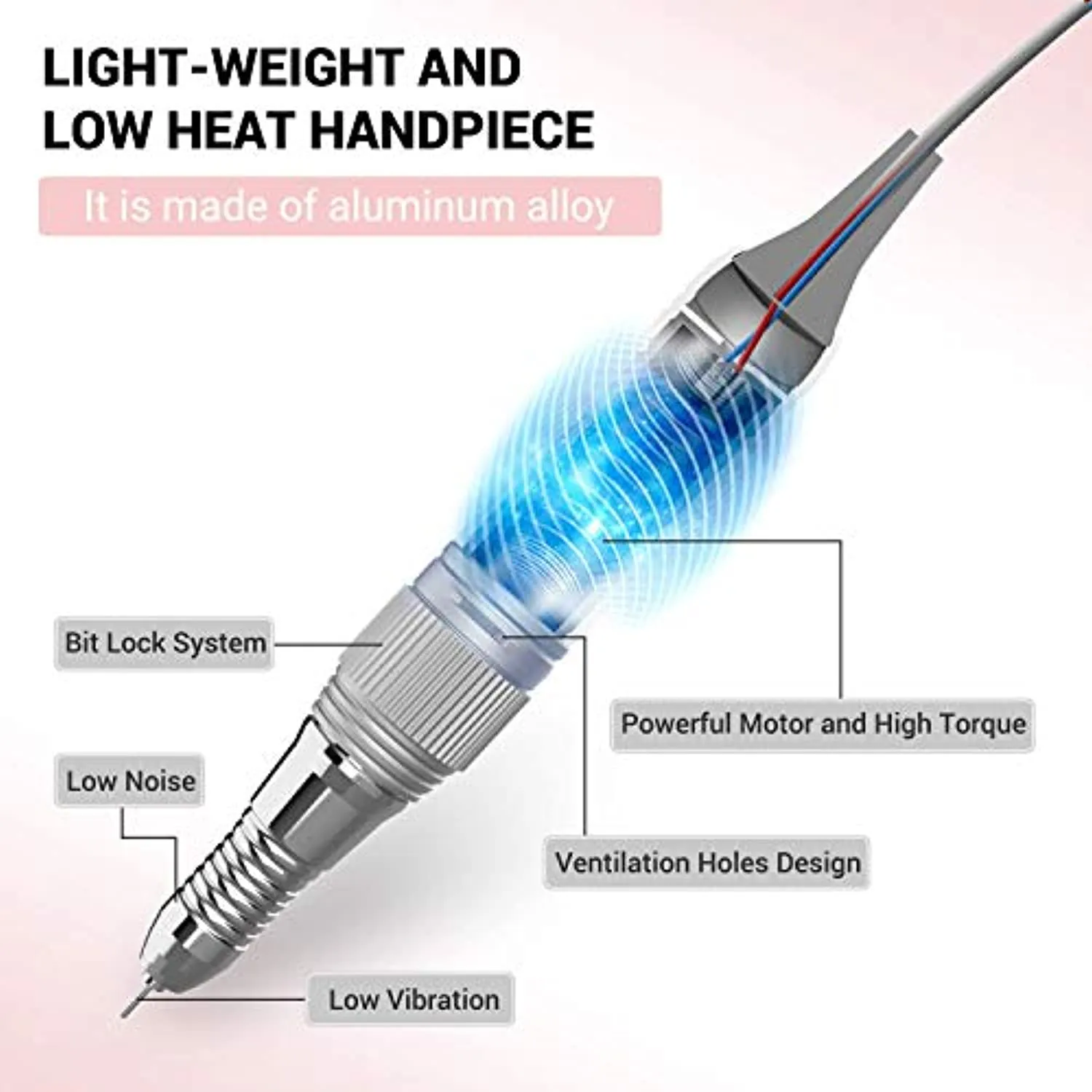 MelodySusie 30000 rpm Professional Nail Drill-Scarlet, High Speed, Low Heat, Low Noise, Low Vibration, Portable Electric Efile Drill for Shaping, Buffing, Removing Acrylic Nails, Gel Nails