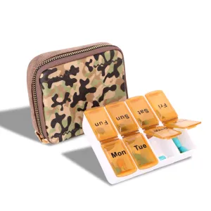 MW1003-193 Montana West Western Design Pill Box Travel Organizer/ Zippered Case Camo Print