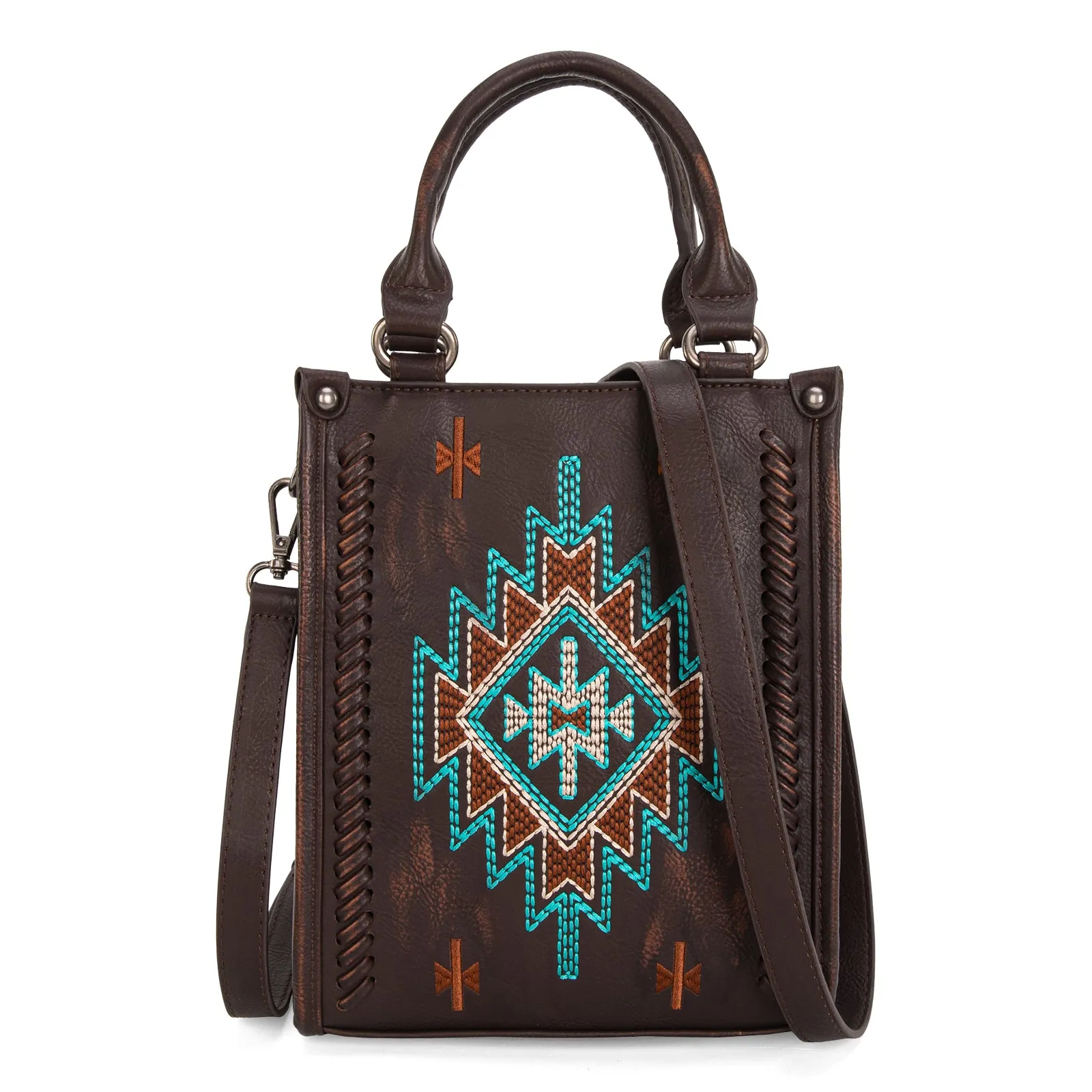 MW1317-1831  Montana West Embroidered Aztec Small Tote/Crossbody