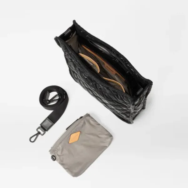 MZ Wallace Metro Box Crossbody in Black Liquid