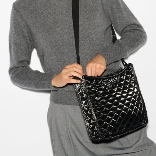 MZ Wallace Metro Box Crossbody in Black Liquid