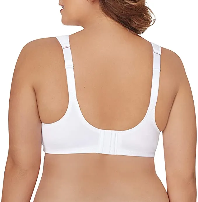 New Just My Size Womens Cushion Strap Minimizer Wire Free Bra, White, Sz 48DD!