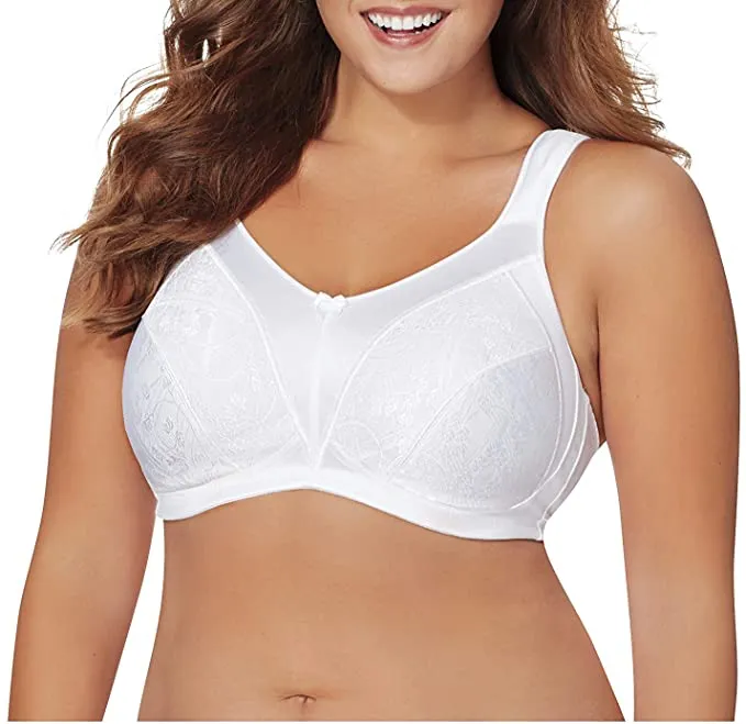 New Just My Size Womens Cushion Strap Minimizer Wire Free Bra, White, Sz 48DD!