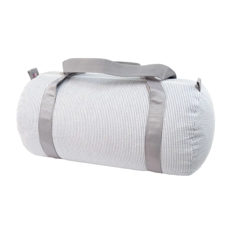 Personalized Seersucker Grey Duffel Bag