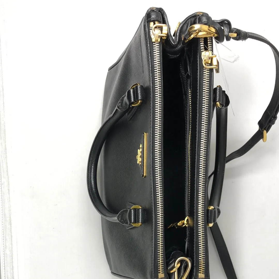Prada Black Saffiano Small Galleria Double Zip Tote