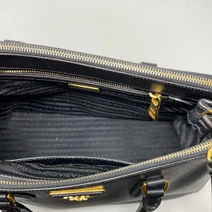 Prada Black Saffiano Small Galleria Double Zip Tote