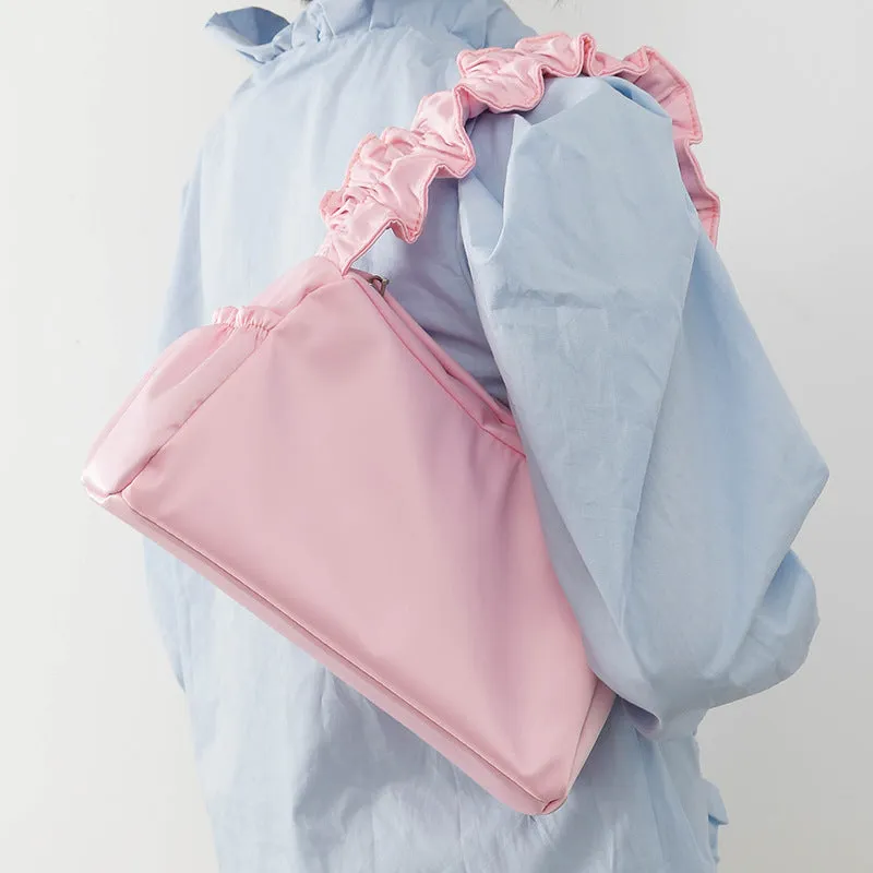 "PINK/WHITE/BLACK VELVET RUFFLED LACE" BAG UB2425