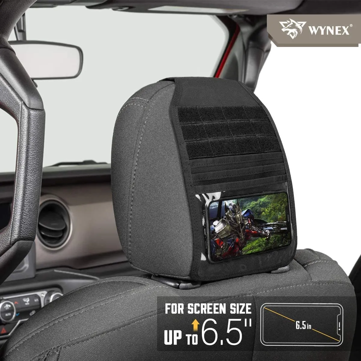 Recon Tactical Car seat head Rest Organizer Panel with Transparent Pouch
