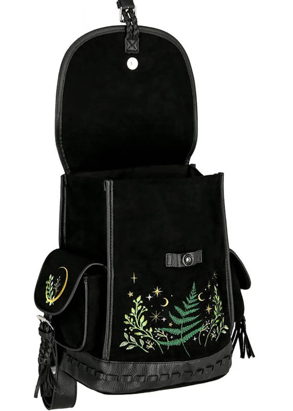 Restyle Herbal Fern Embroidery Backpack Black