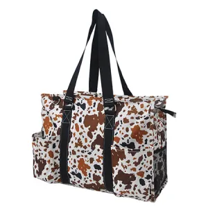 !SALE! Mocha Cow NGIL Zippered Caddy Large Organizer Tote Bag