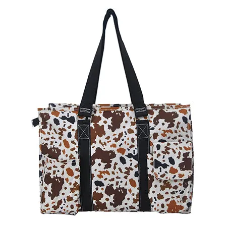 !SALE! Mocha Cow NGIL Zippered Caddy Large Organizer Tote Bag