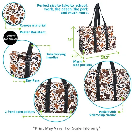 !SALE! Mocha Cow NGIL Zippered Caddy Large Organizer Tote Bag