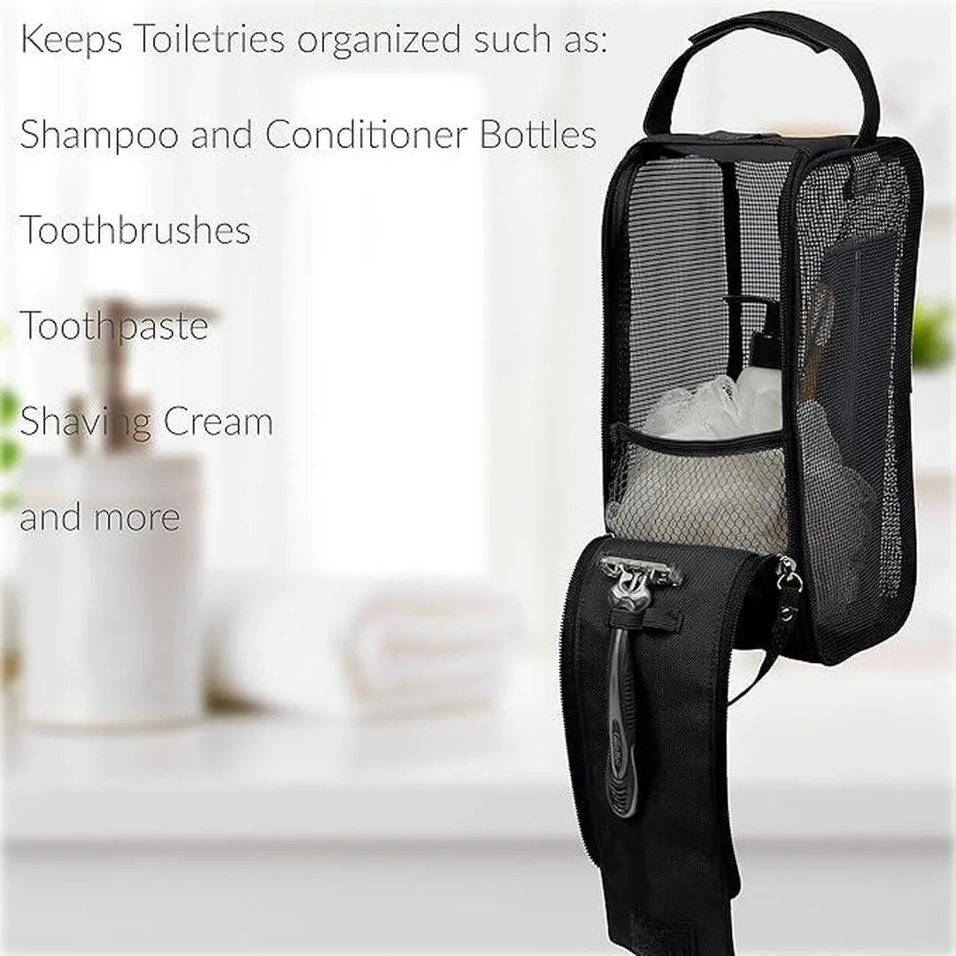 Simplify Hanging Mesh Toiletry Bag | Travel Organizer | Black