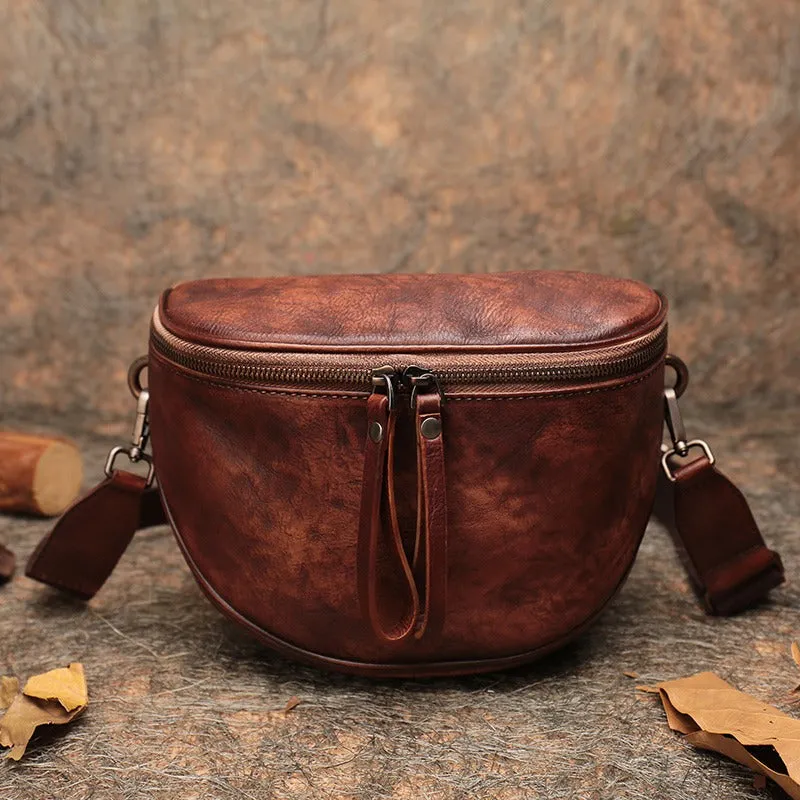 Small Green Leather Womens Saddle Shoulder Bag Small Fanny Pack Handmade Crossbody Purse for Ladies