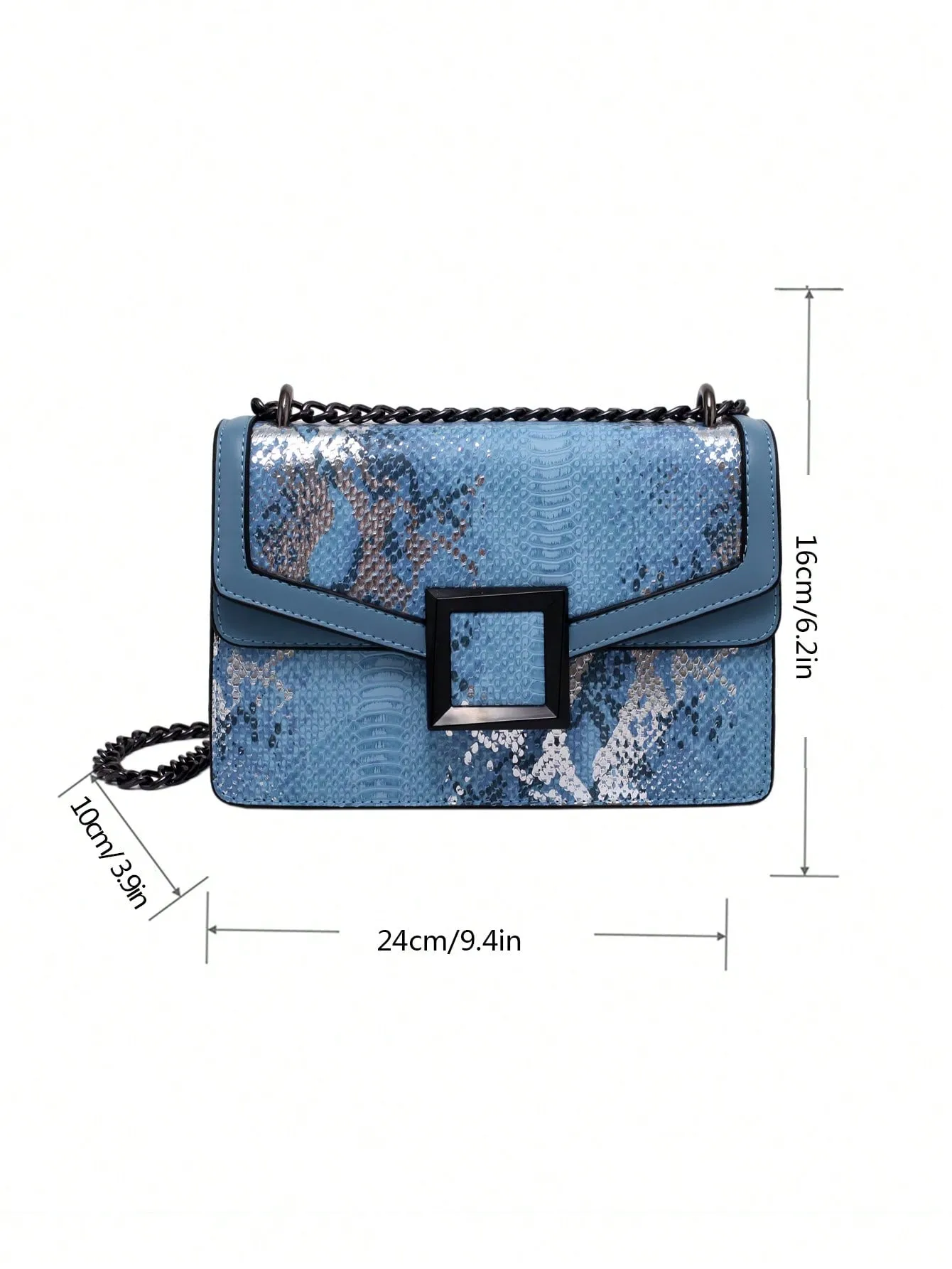 Snakeskin Embossed Square Bag Small Flap Chain Strap