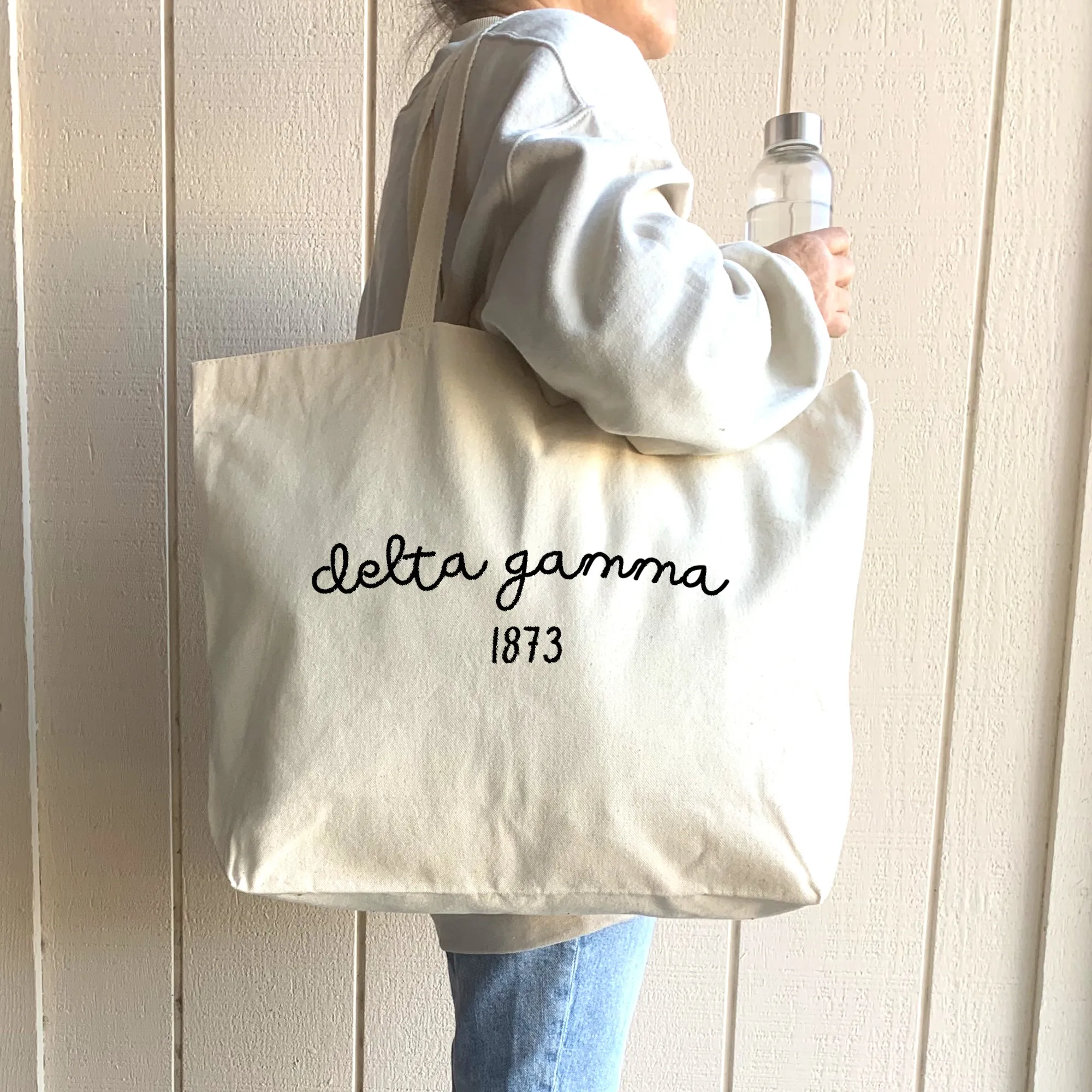 Sorority Name and Founding Date on a Canvas Tote Bag
