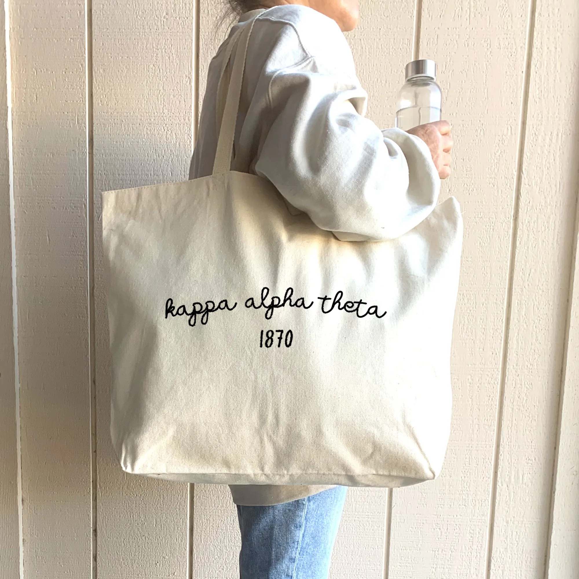 Sorority Name and Founding Date on a Canvas Tote Bag