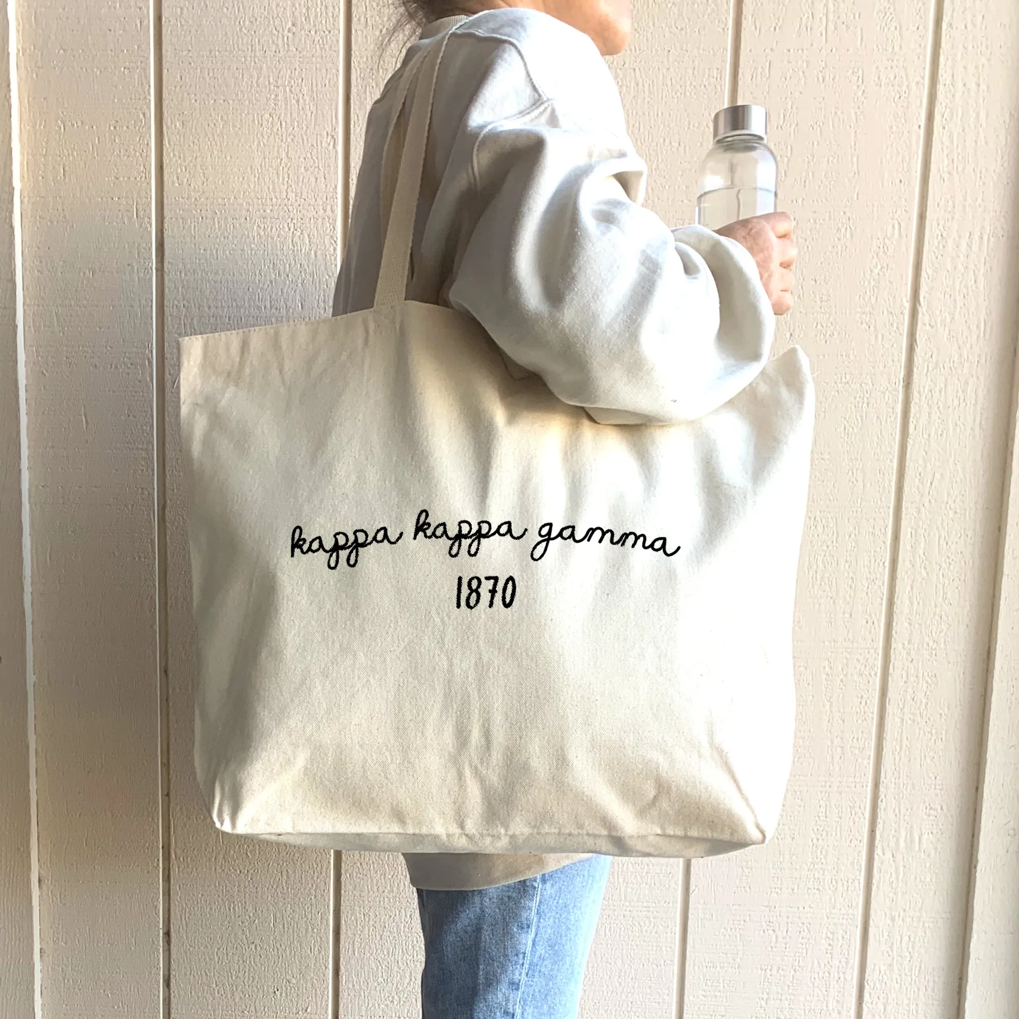 Sorority Name and Founding Date on a Canvas Tote Bag