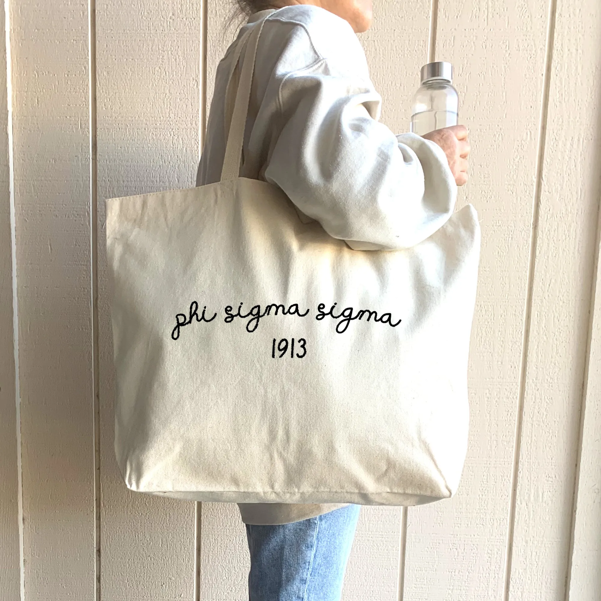 Sorority Name and Founding Date on a Canvas Tote Bag