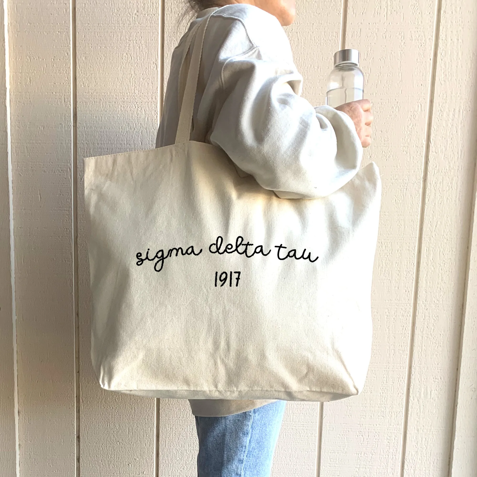 Sorority Name and Founding Date on a Canvas Tote Bag