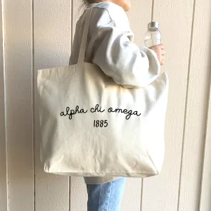 Sorority Name and Founding Date on a Canvas Tote Bag