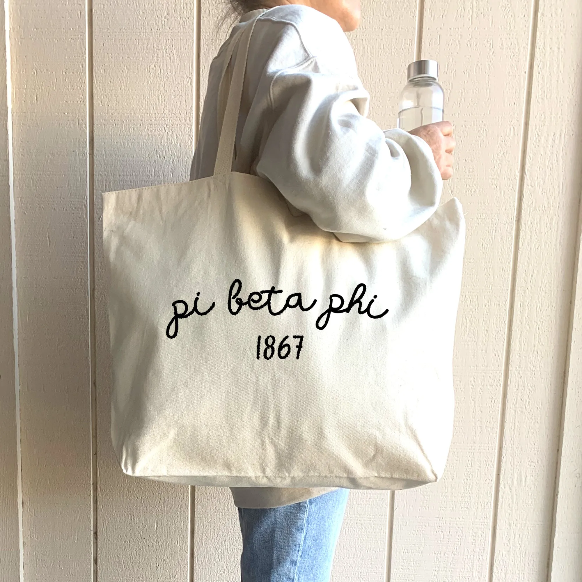 Sorority Name and Founding Date on a Canvas Tote Bag