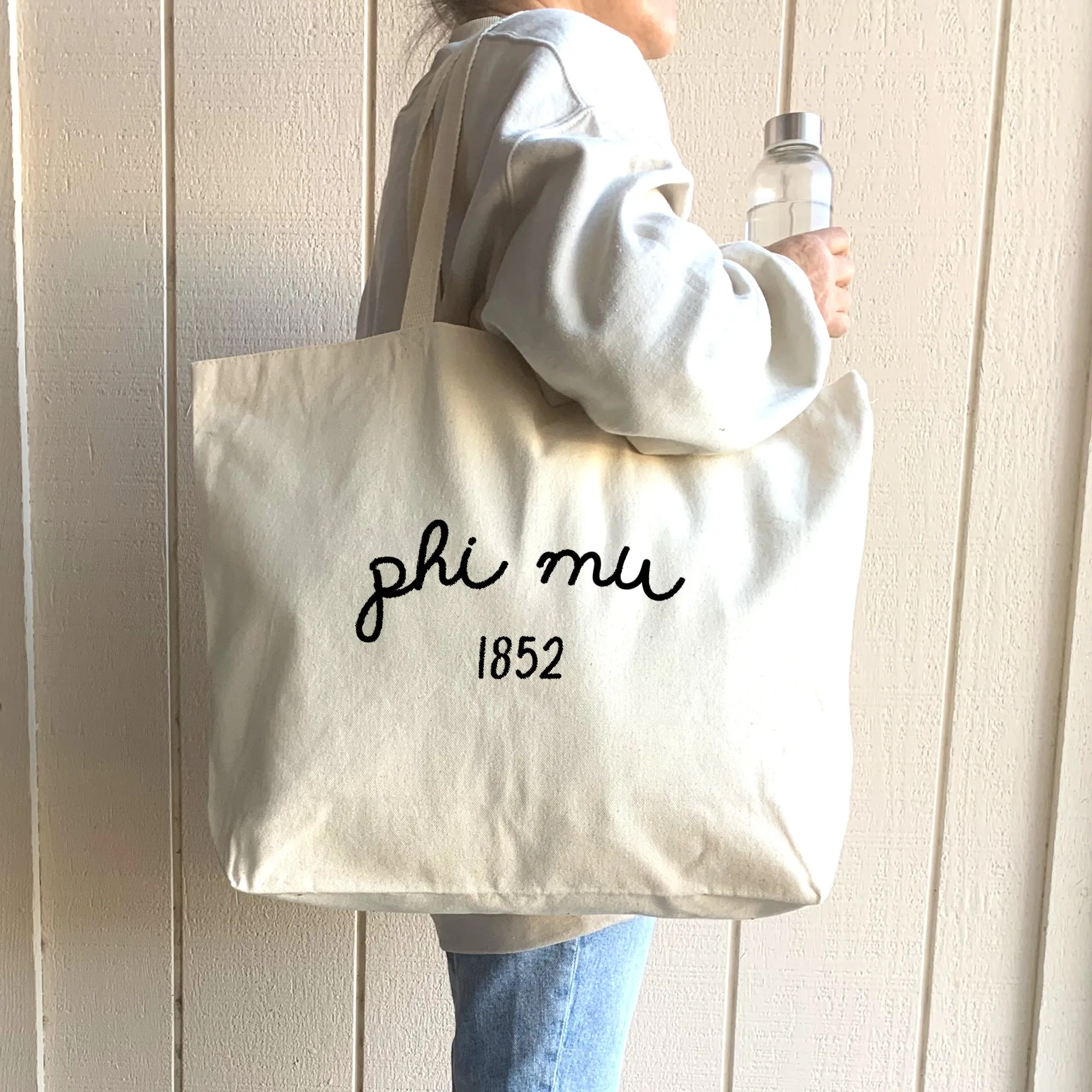 Sorority Name and Founding Date on a Canvas Tote Bag