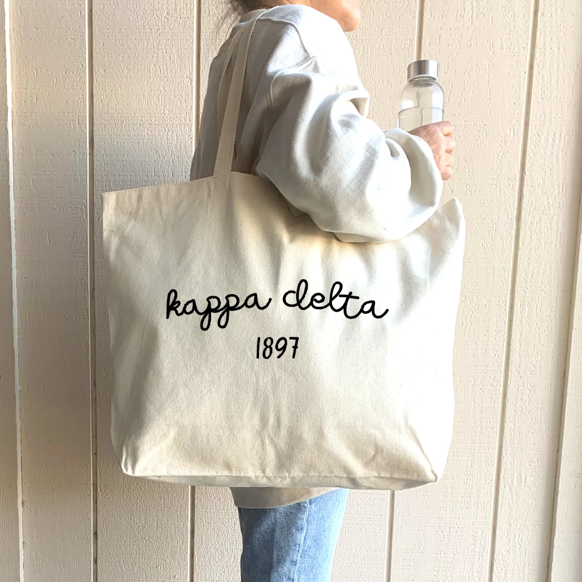 Sorority Name and Founding Date on a Canvas Tote Bag