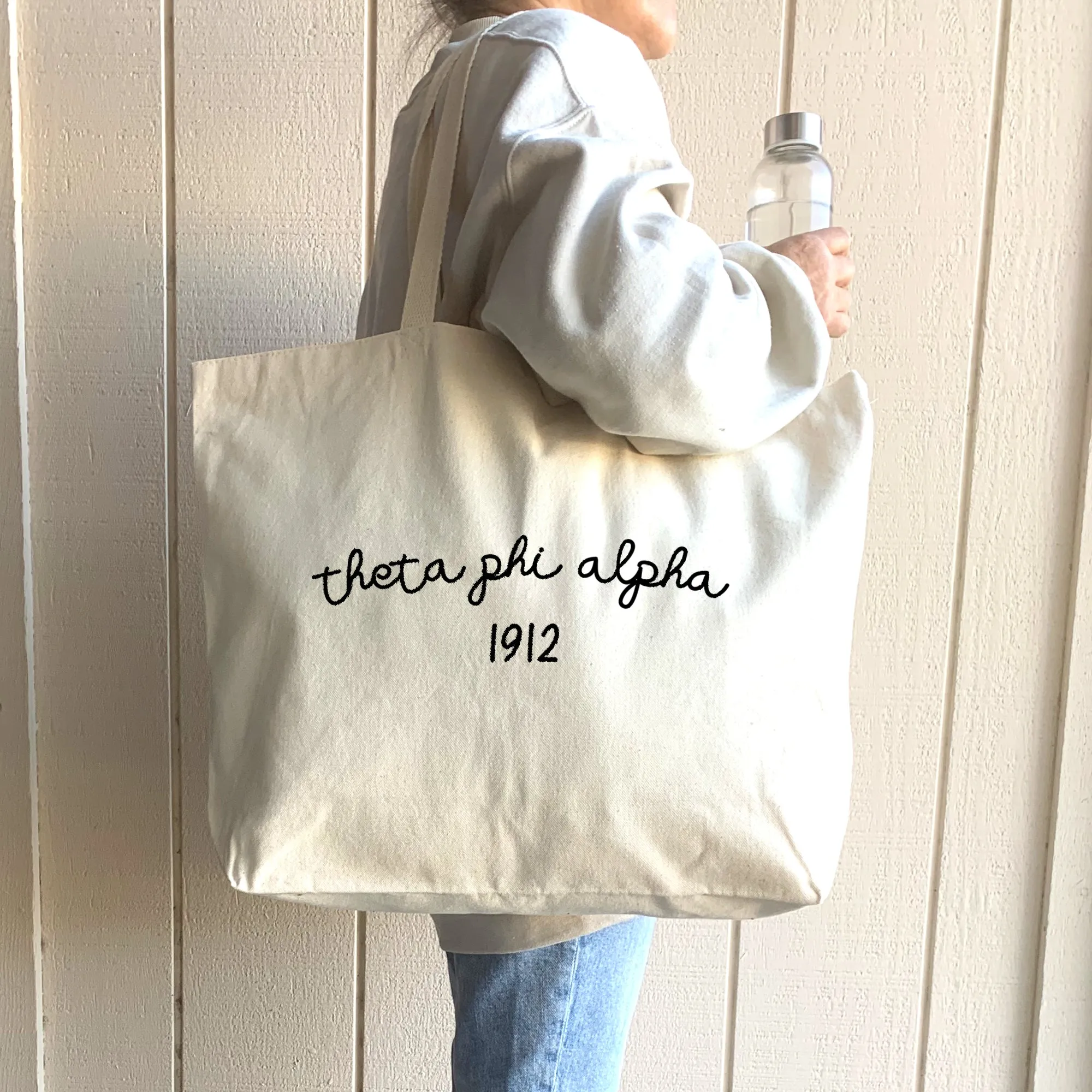 Sorority Name and Founding Date on a Canvas Tote Bag