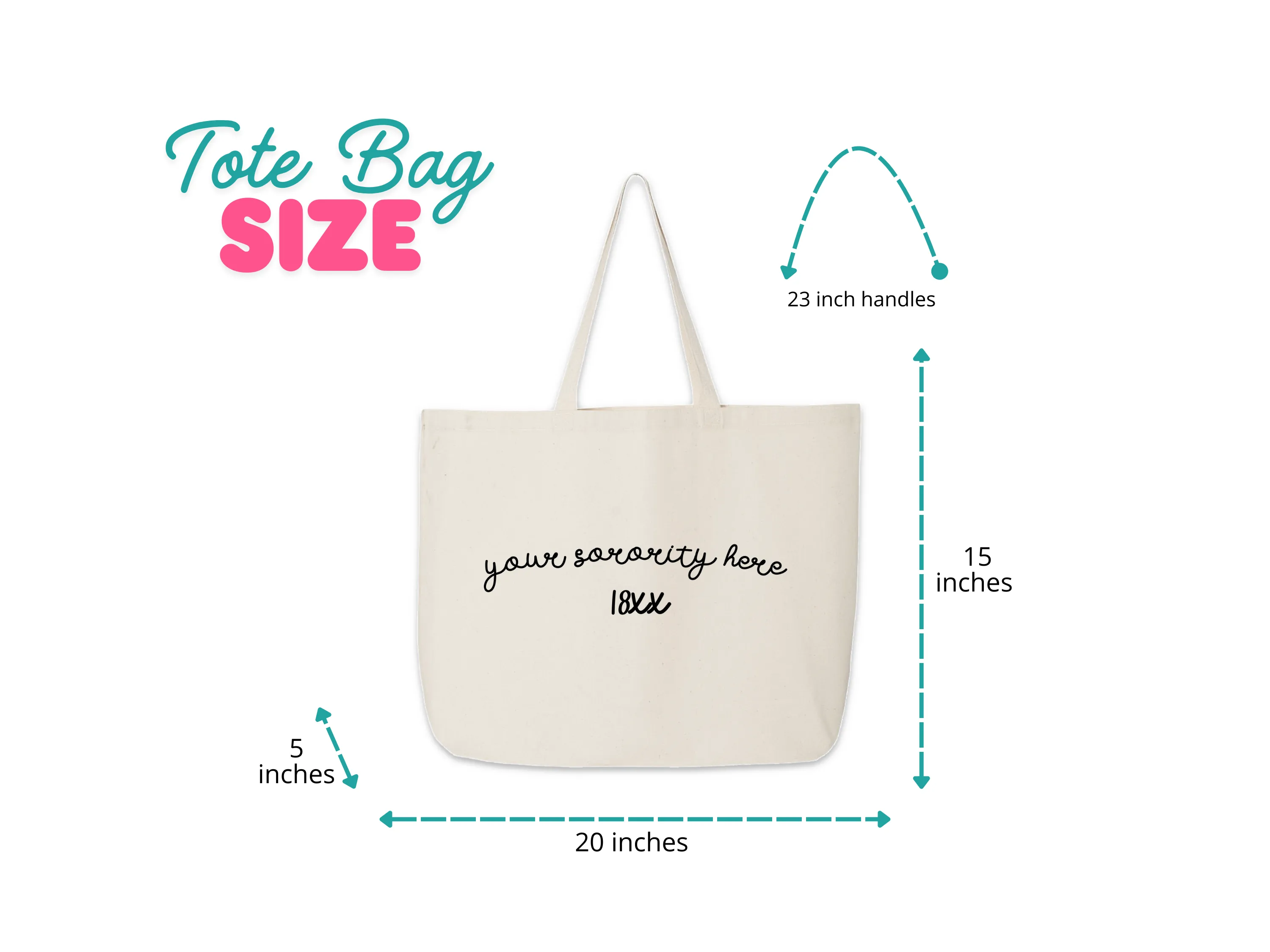 Sorority Name and Founding Date on a Canvas Tote Bag