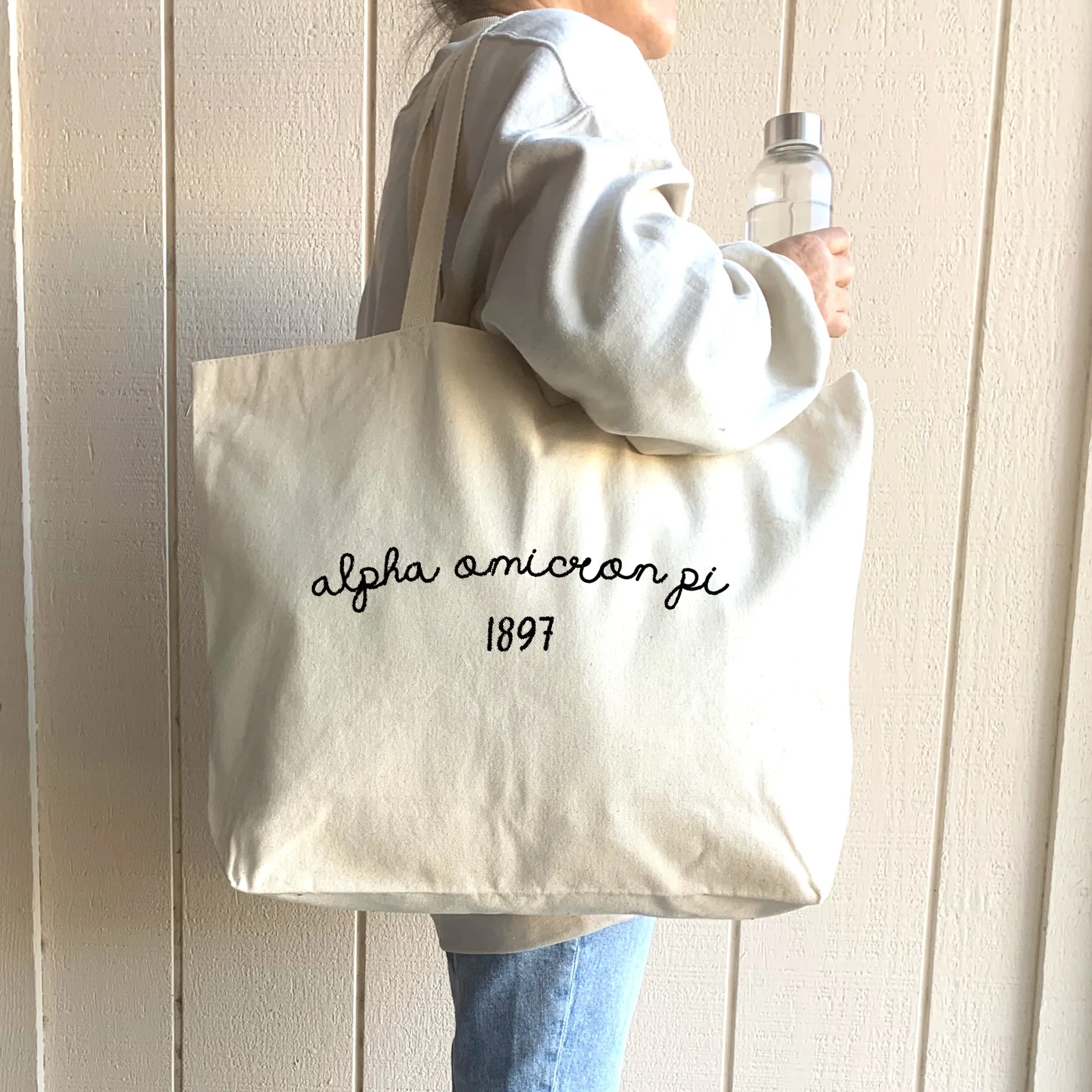 Sorority Name and Founding Date on a Canvas Tote Bag