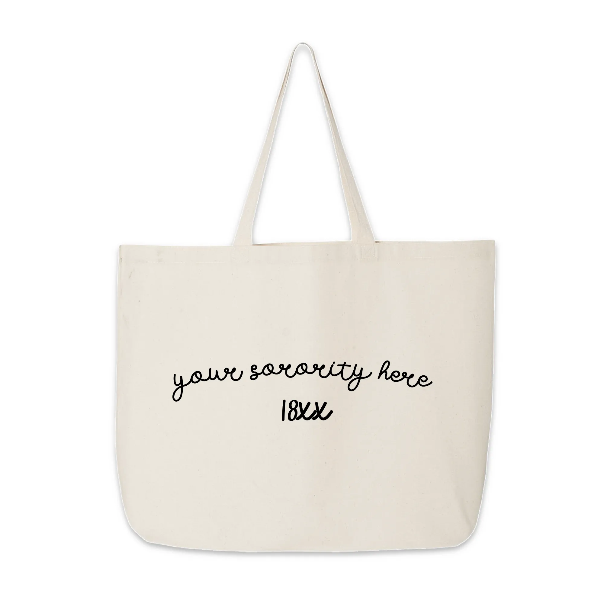 Sorority Name and Founding Date on a Canvas Tote Bag