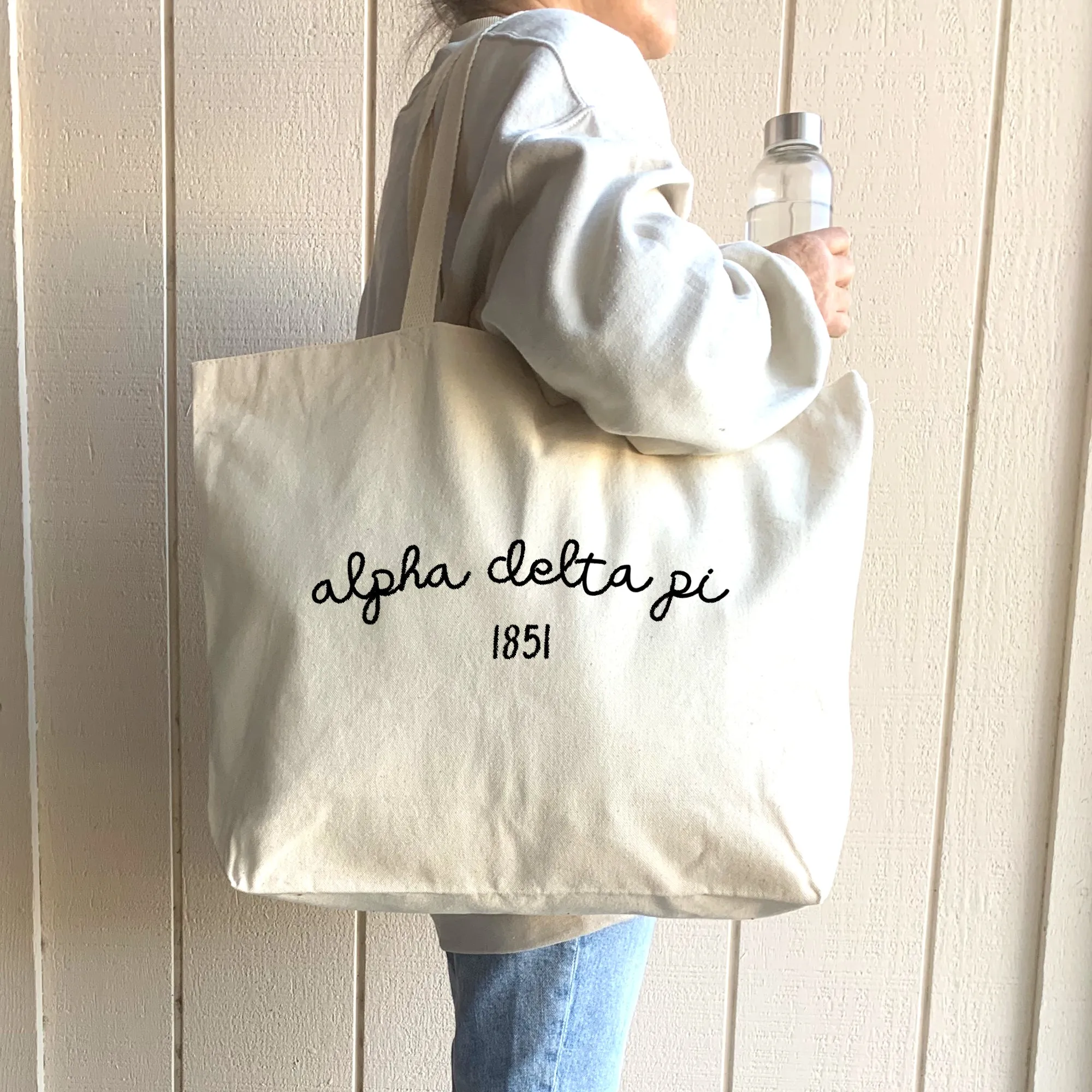 Sorority Name and Founding Date on a Canvas Tote Bag