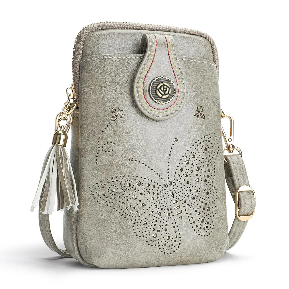 Sunflower Design Small phone Shoulder CrossBody Bag-Gray