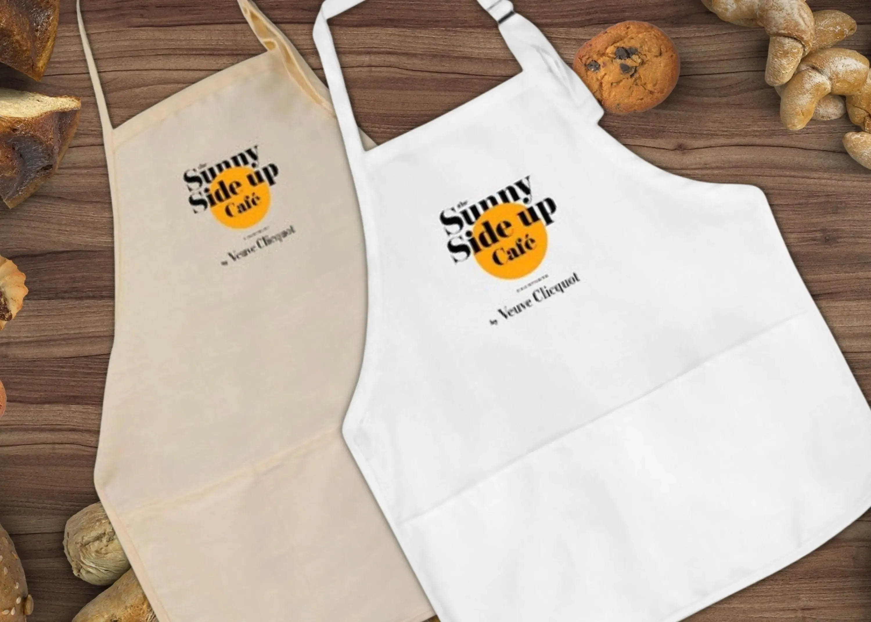 Sunny Side Up Cafe Champagne Label Apron Veuve