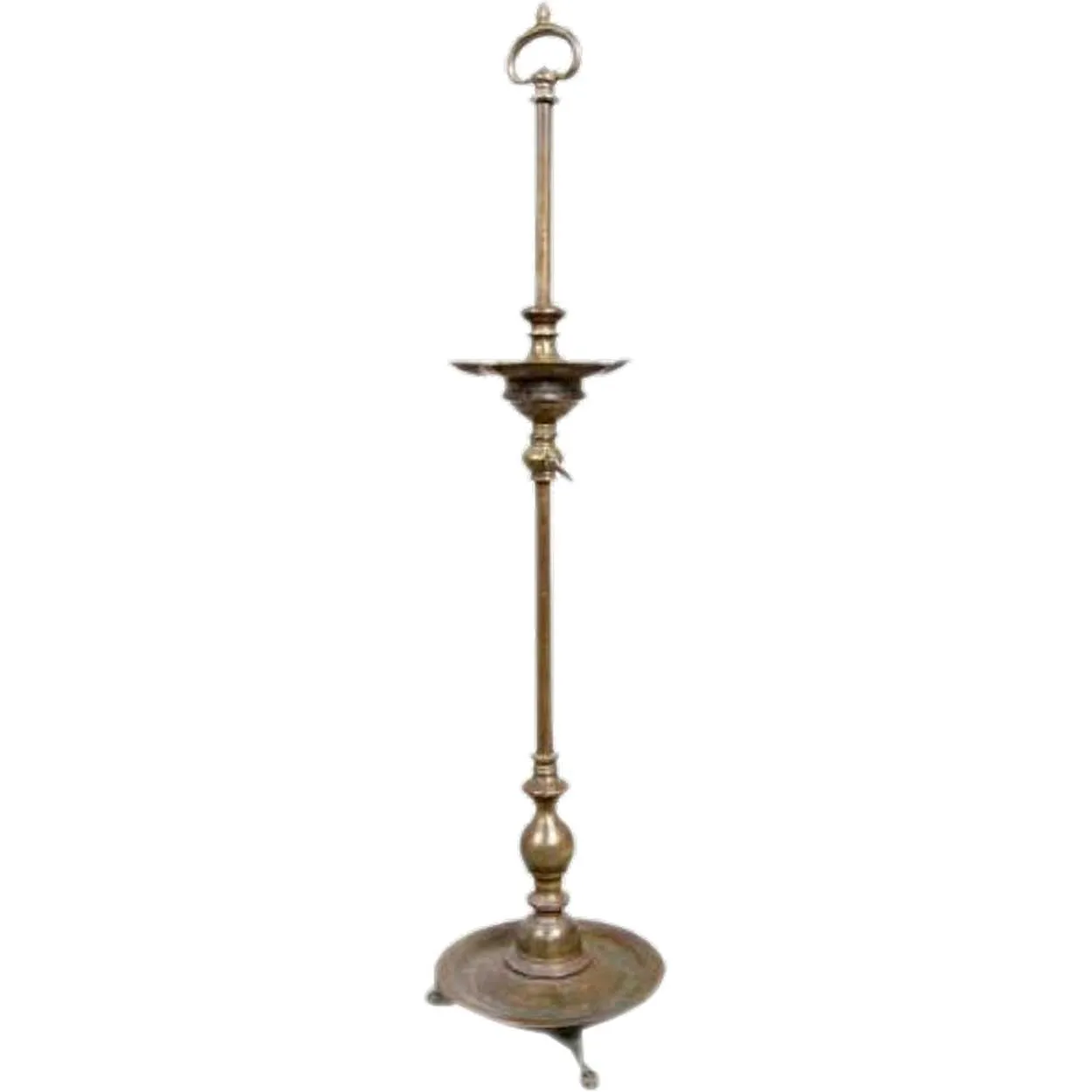 Tall South Indian Brass Diya Oil Lamp