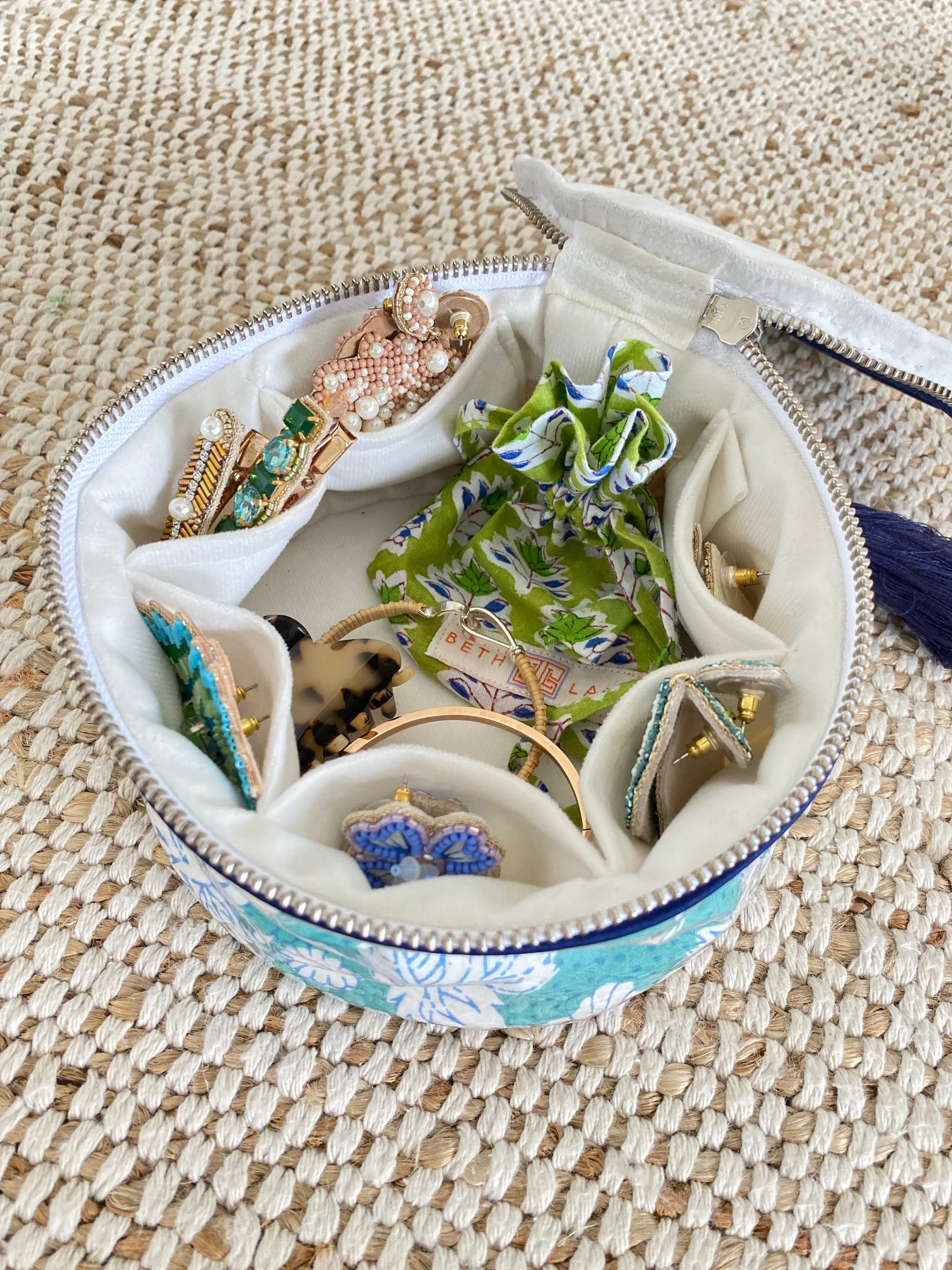 The India Round - Tuquoise/Blue - Monogrammed