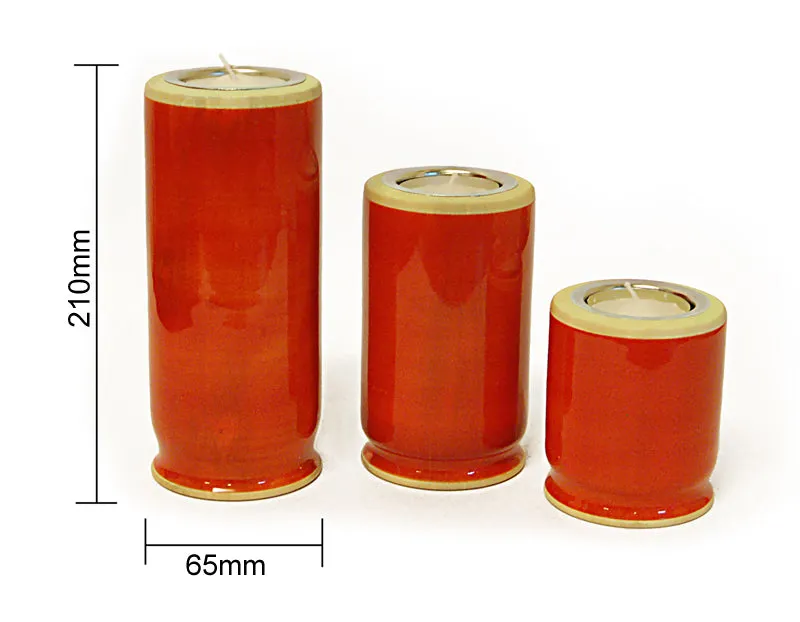 TRINITY ( Red ) Set of 3 Candle Holder  | Wooden candle stand | Handmade wooden candle holders