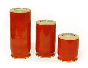 TRINITY ( Red ) Set of 3 Candle Holder  | Wooden candle stand | Handmade wooden candle holders