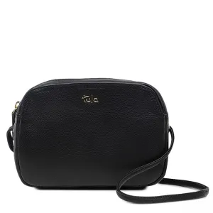 Tula England Small Zip Grainy Leather Crossbody Bag Black