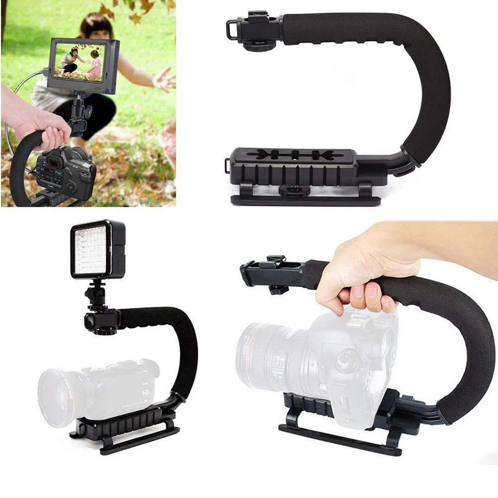 U shape Handheld Bracket Handle Grip Stabilizer for Canon DSLR Camera Camcorder Video black