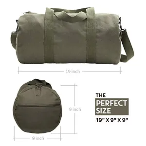 US Army Skull Sport Heavyweight Canvas Duffel Bag in Olive & Black, Large