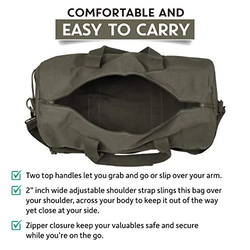 USMC SEMPER FIDELIS Army Sport Heavyweight Duffel Bag on Olive & Black, Medium