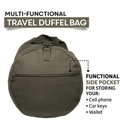USMC SEMPER FIDELIS Army Sport Heavyweight Duffel Bag on Olive & Black, Medium
