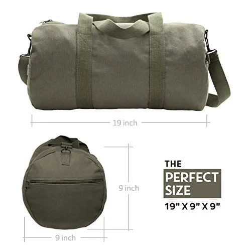 USMC SEMPER FIDELIS Army Sport Heavyweight Duffel Bag on Olive & Black, Medium