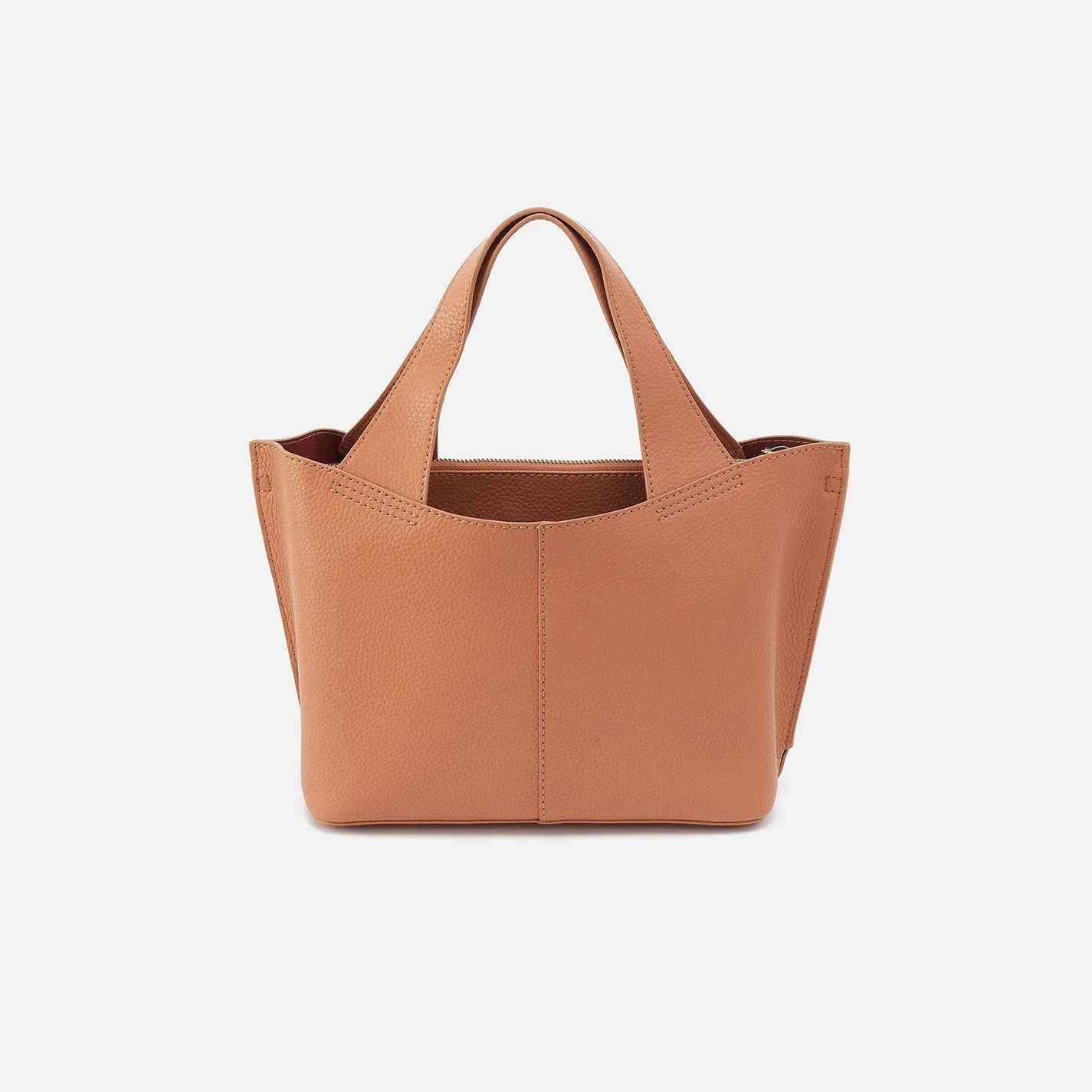 Vida Small Tote in Micro Pebbled Leather - Biscuit