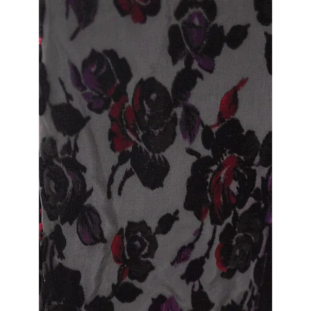 Vintage Fernande Desgranges France Burn-Out Velvet Evening Coat 1950s S-M